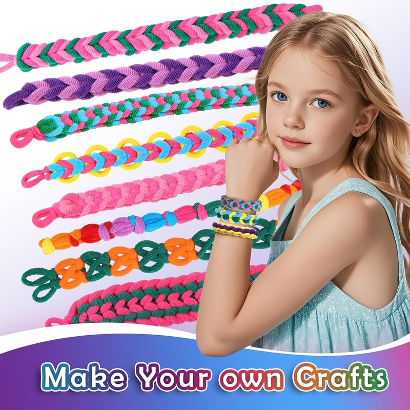 FUNiOi 1000 PCS Cat Weaving Loom Refill for Bracelet Making Kit, DIY Arts and Crafts Supplies, Baby Hair Ties for Girls Ages 6-12, Gift Idea for Kids and Beginners - Image 3